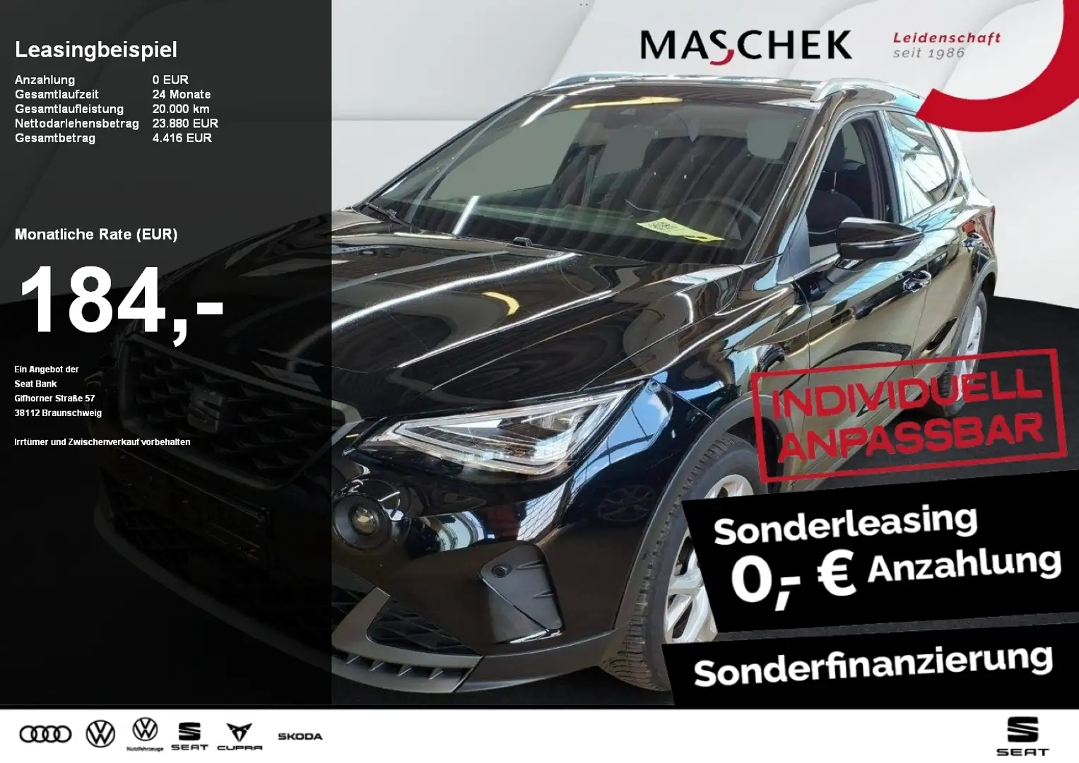 SEAT Arona FR 1.0 TSI DSG Navi RearView Sitzh. LED ACC Schwarz - 1