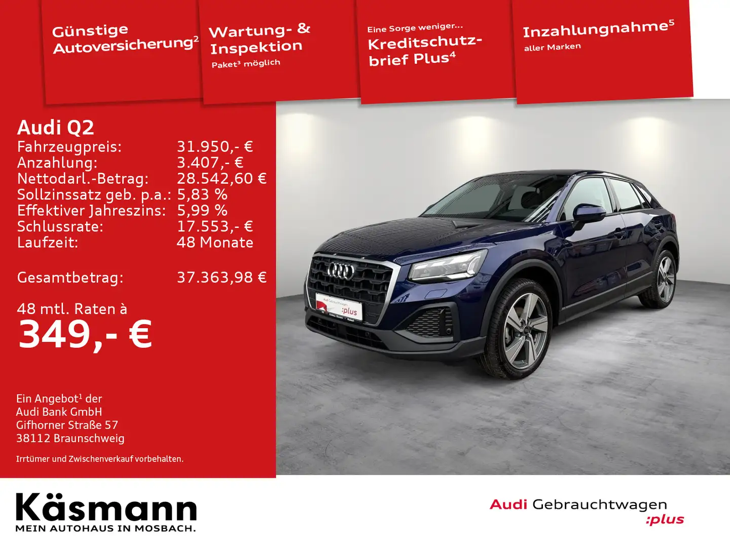 Audi Q2 35TFSI MATRIX AHK KAM NAV GRA SHZ PDC Blau - 1
