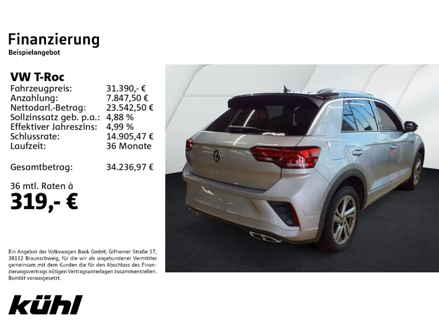 Volkswagen T-Roc 1.5 TSI DSG R line LED+/ACC/Kamera/App/Nav Silber - 2