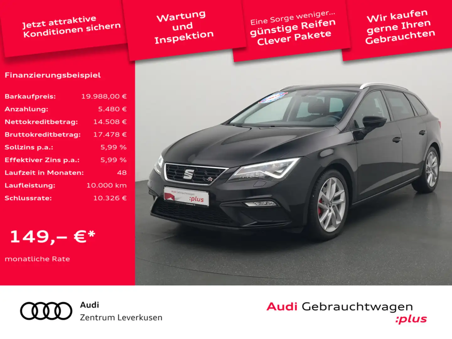 SEAT Leon ST FR DSG PANO LED SHZ PDC KLIMA Schwarz - 1