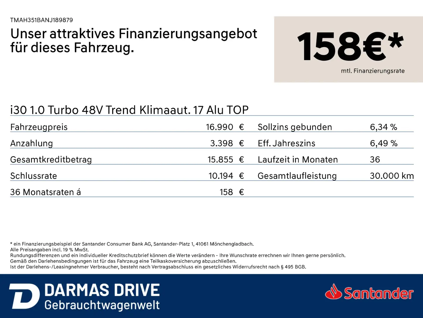 Hyundai i30 i30 1.0 Turbo 48V Trend Klimaaut. 17 Alu TOP Grau - 2