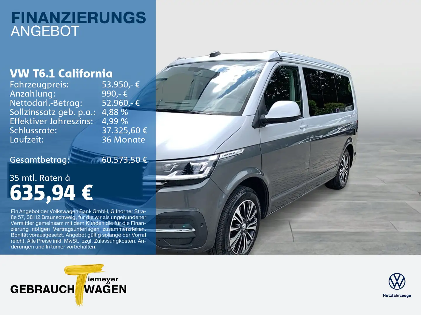 Volkswagen T6.1 California BEACH STHZG AHK MARKISE eSITZE 7 Silber - 1