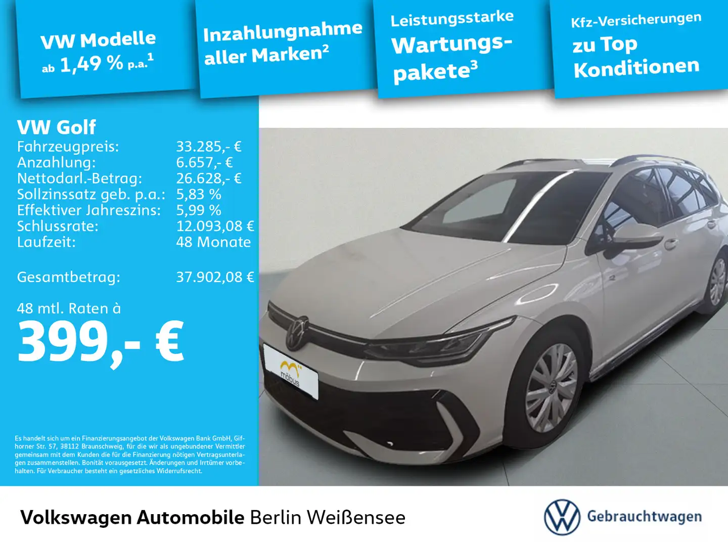 Volkswagen Golf Variant VIII 1.5 eTSI R-Line*DSG*APP*HUD*NA Weiß - 1