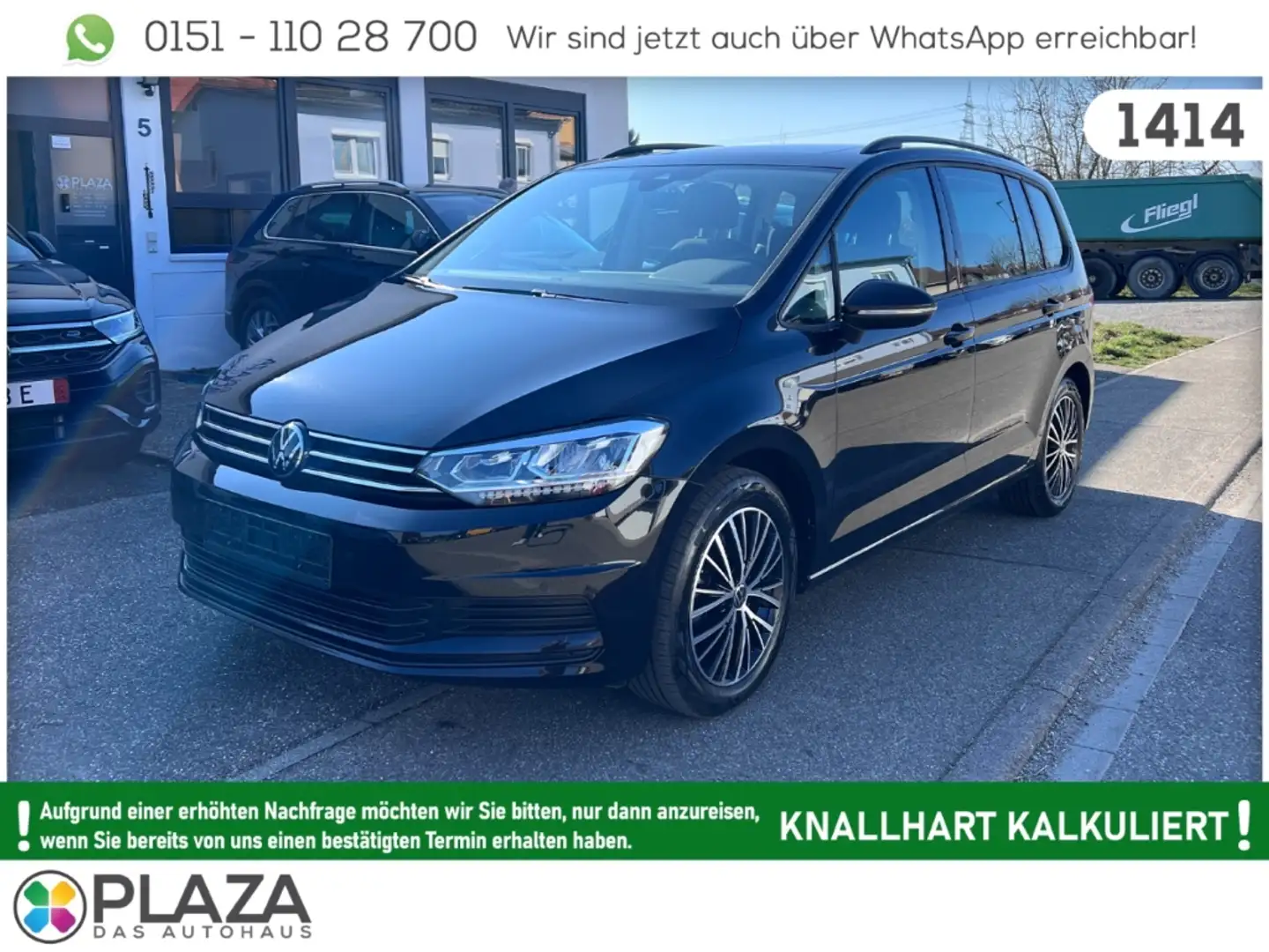 Volkswagen Touran 1.5TSI DSG 7S ACC PANO DYN NAVI LED 4xSHZ Noir - 1