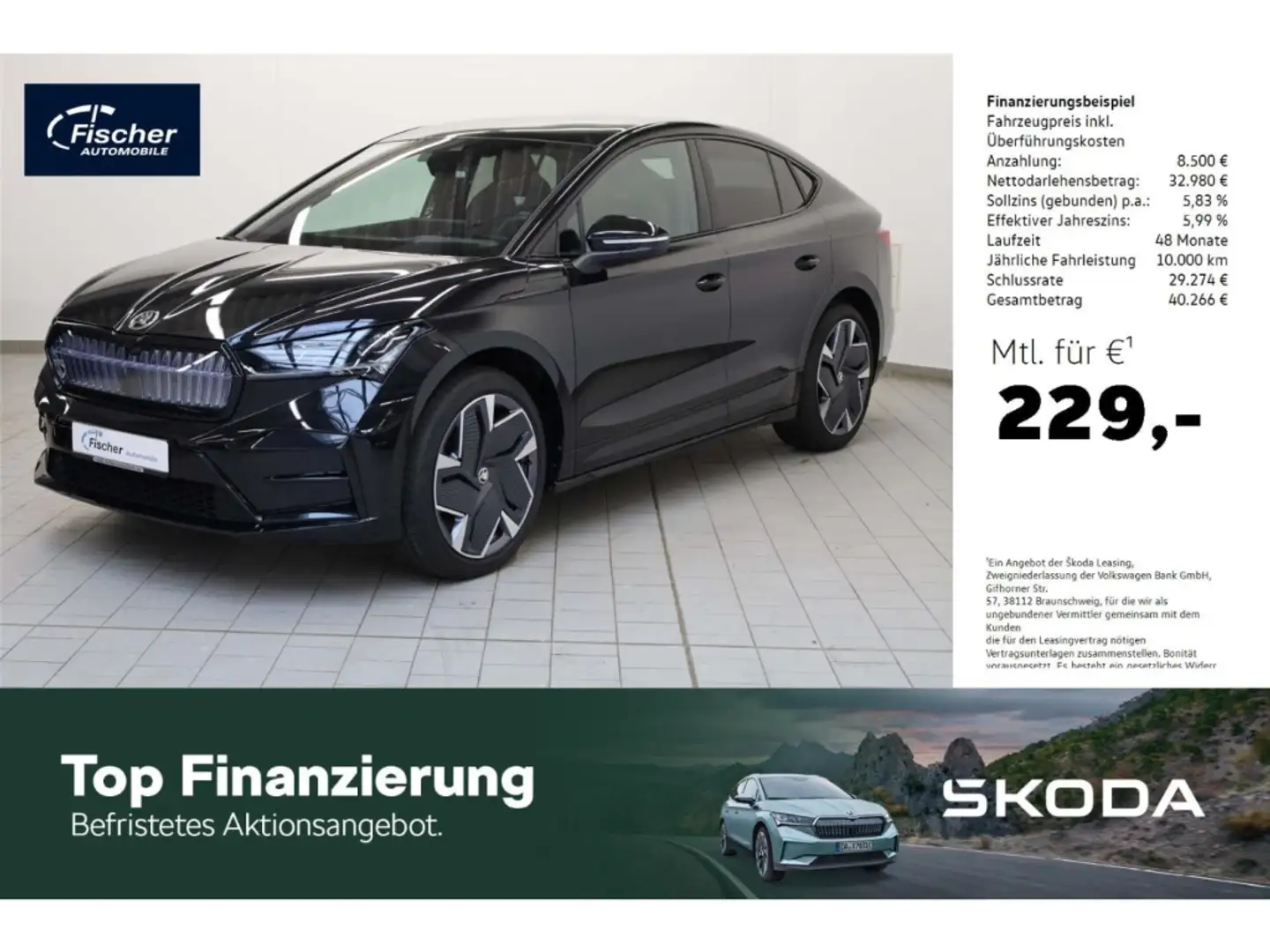Skoda Enyaq Coupe Elektro RS 4x4 82 kWh W-Pumpe/P-Dach Schwarz - 1