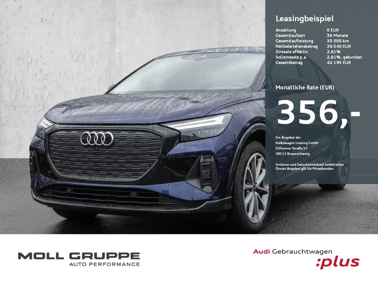 Audi Q4 e-tron Q4 Sportback e-tron 45 AHK NAVI LM FLA WPUMPE Blau - 1