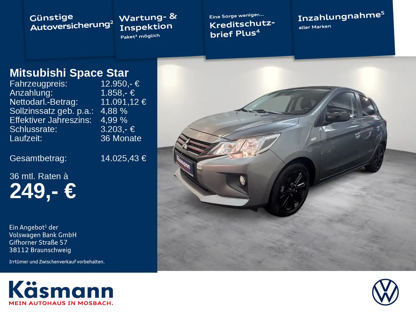 Mitsubishi Space Star 1.2 Spirit+ Black NAVI SHZ CARPLAY Schwarz - 1