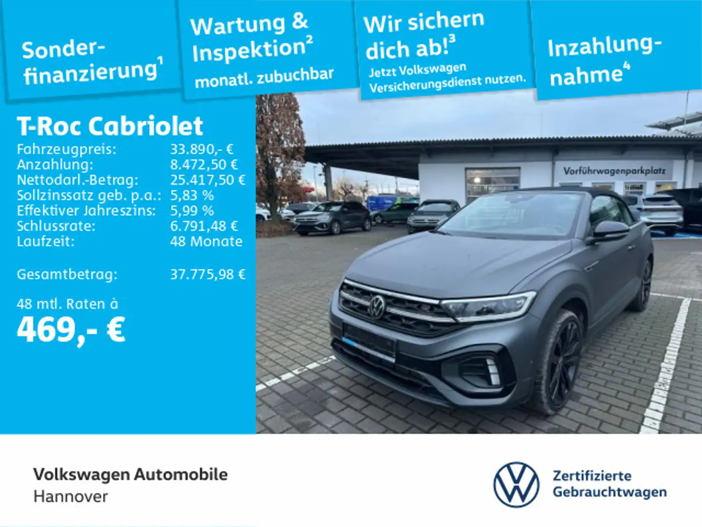 Volkswagen T-Roc 1.5 TSI DSG R-Line Navi AHK LED Grau - 1