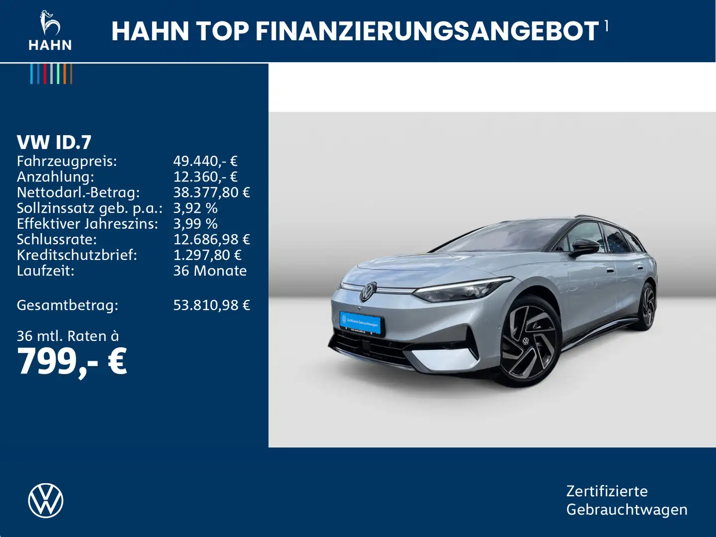 Volkswagen ID.7 Tourer Pro AHK Wärmepumpe 360° Navi Silber - 2