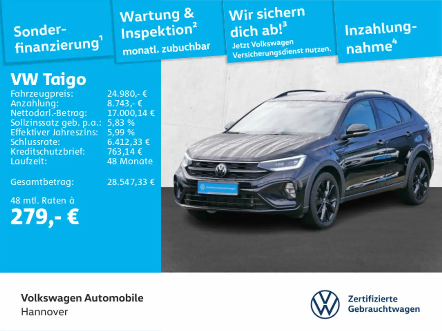 Volkswagen Taigo 1.5 TSI DSG R-Line Navi AHK IQ.Light Kamer Noir - 1