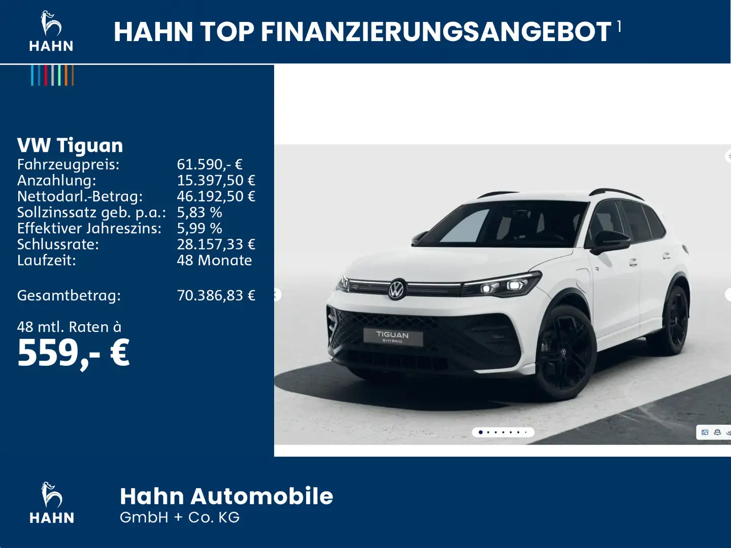Volkswagen Tiguan R-Line 1,5 l eHybrid OPF 177 PS / 115 PS Weiß - 2