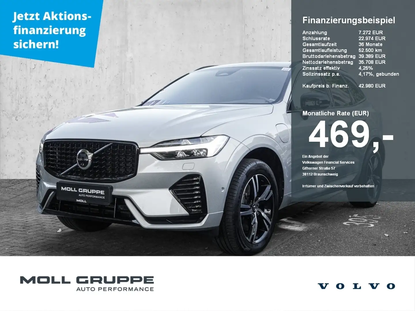 Volvo XC60 AWD R Design ACC AUT DYNLICHT EL.HECK FLA Silber - 1