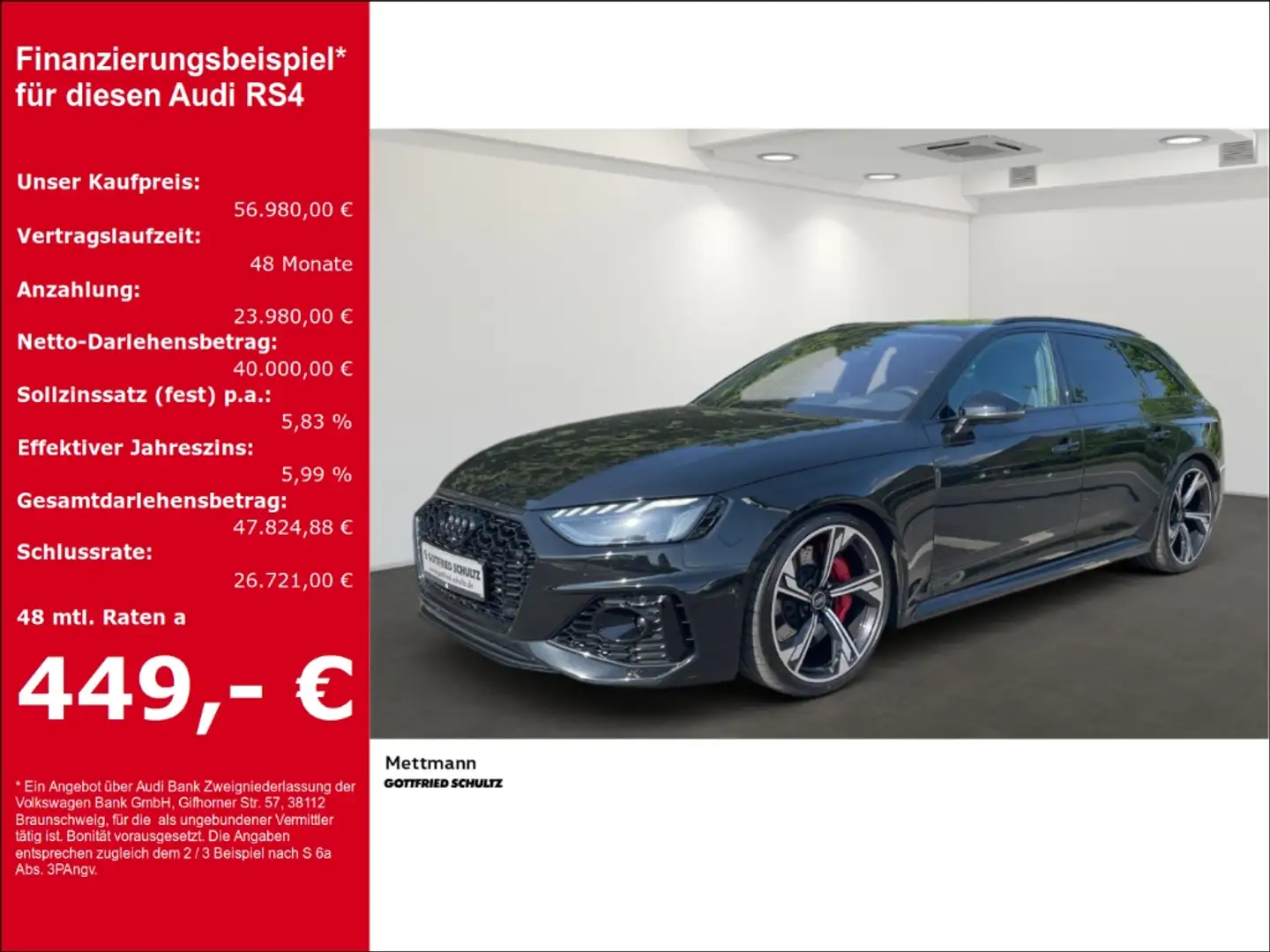 Audi RS4 AVANT 331(450) KW(PS) PANO B&0 Matrix LED Negro - 1