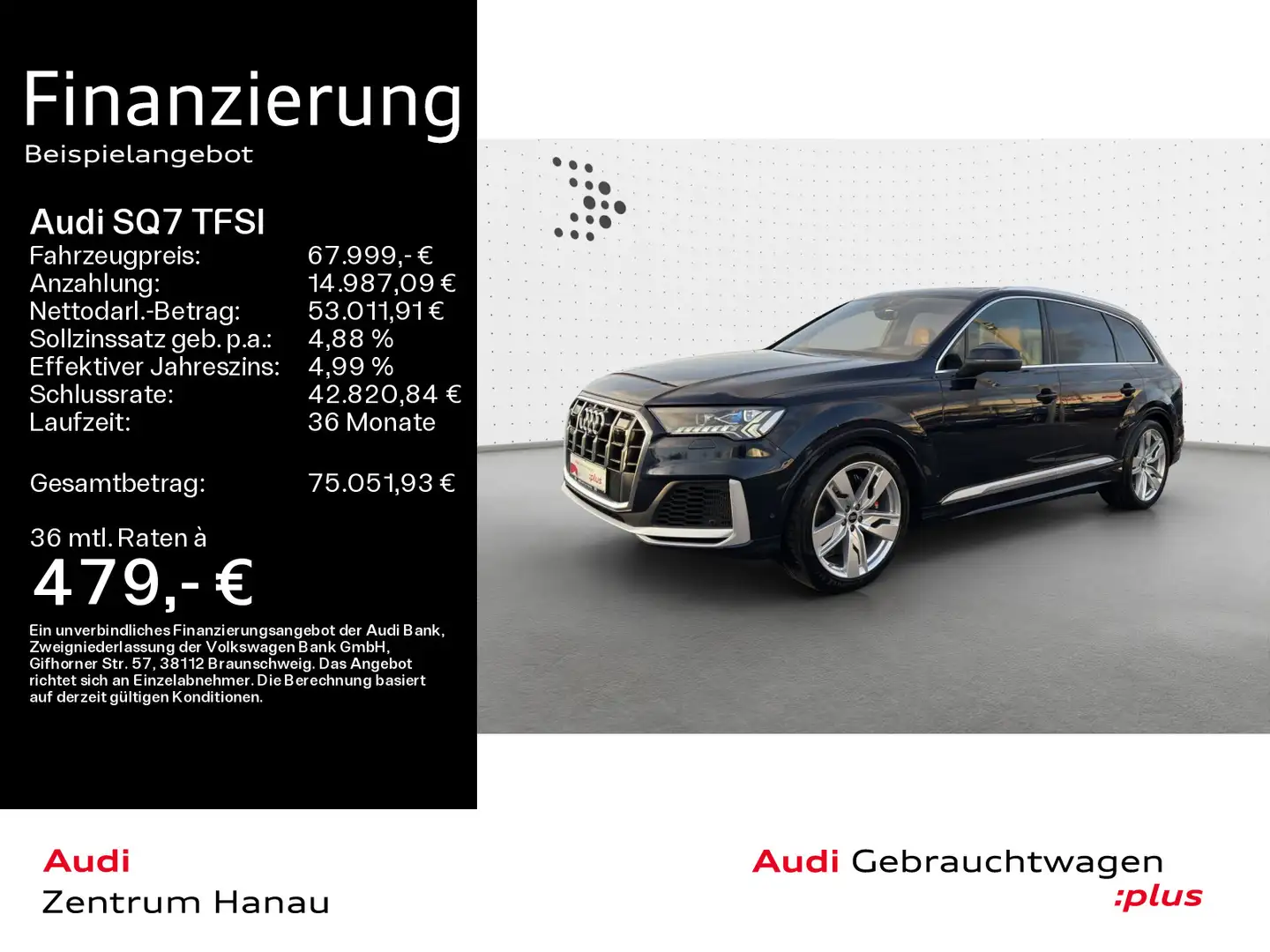 Audi SQ7 *PANO*AHK*MATRIX*STANDHZG*LUFT*HEAD-UP* Blau - 1