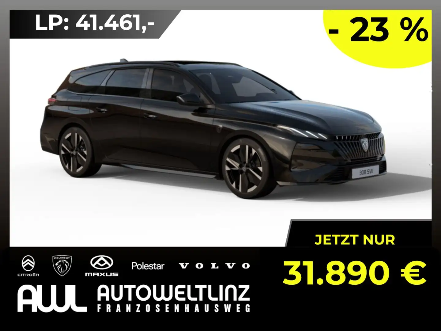 Peugeot 308 SW Hybrid 145 e-DSC6 GT !MEGADEAL! Schwarz - 1