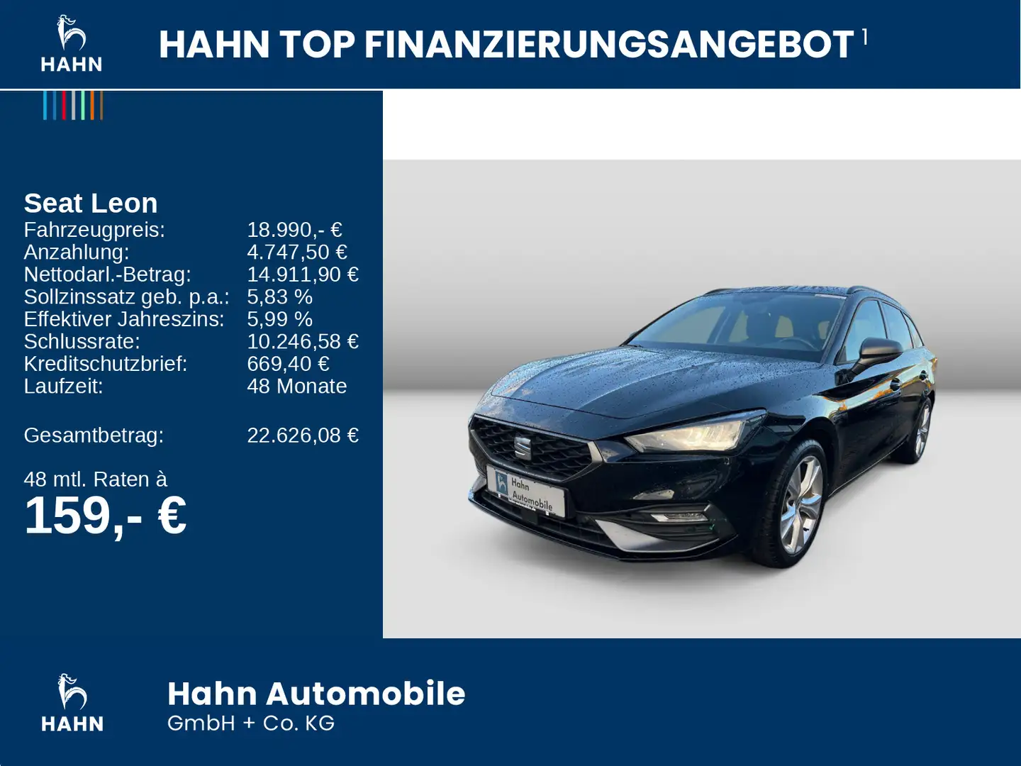 SEAT Leon Sportstourer 1.5eTSI DSG FR LED Navi PDC Schwarz - 2