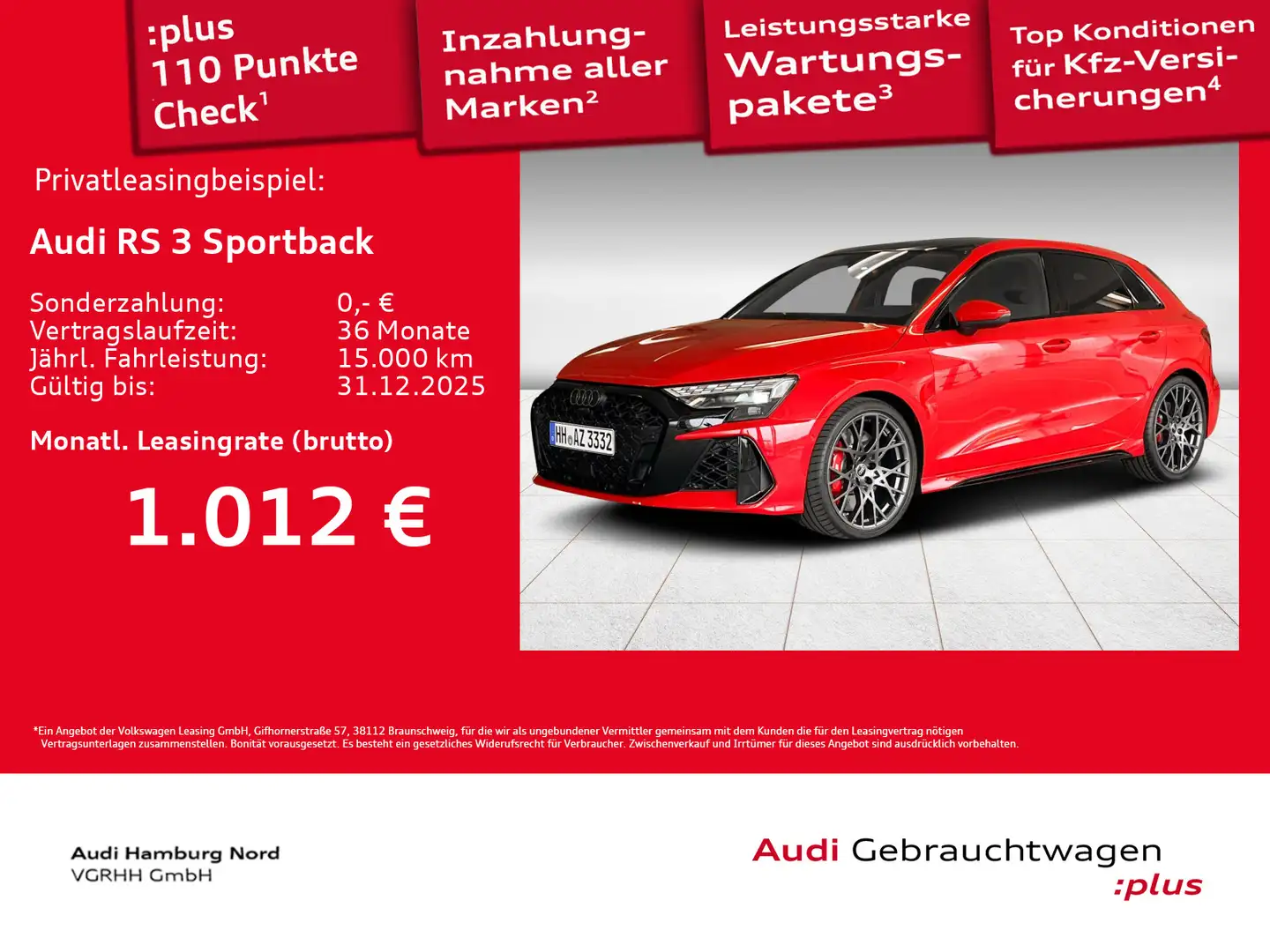 Audi RS3 2.5 TFSI ACC B&O HeadUp Panorama Rot - 1