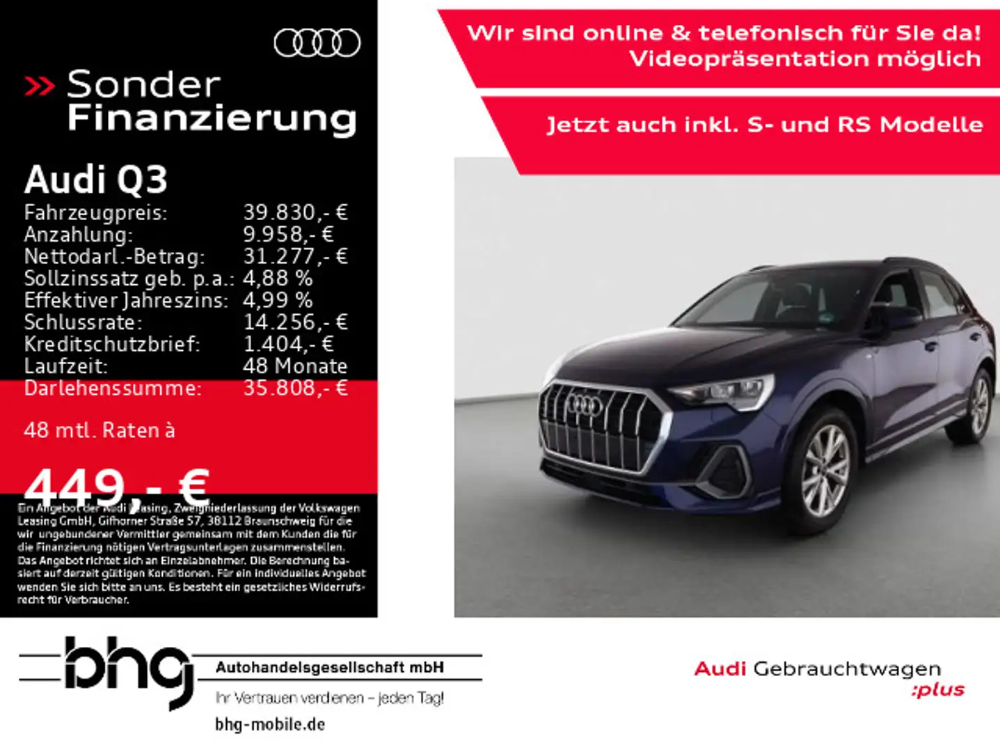 Audi Q3 35 TDI S tronic S line Bleu - 1