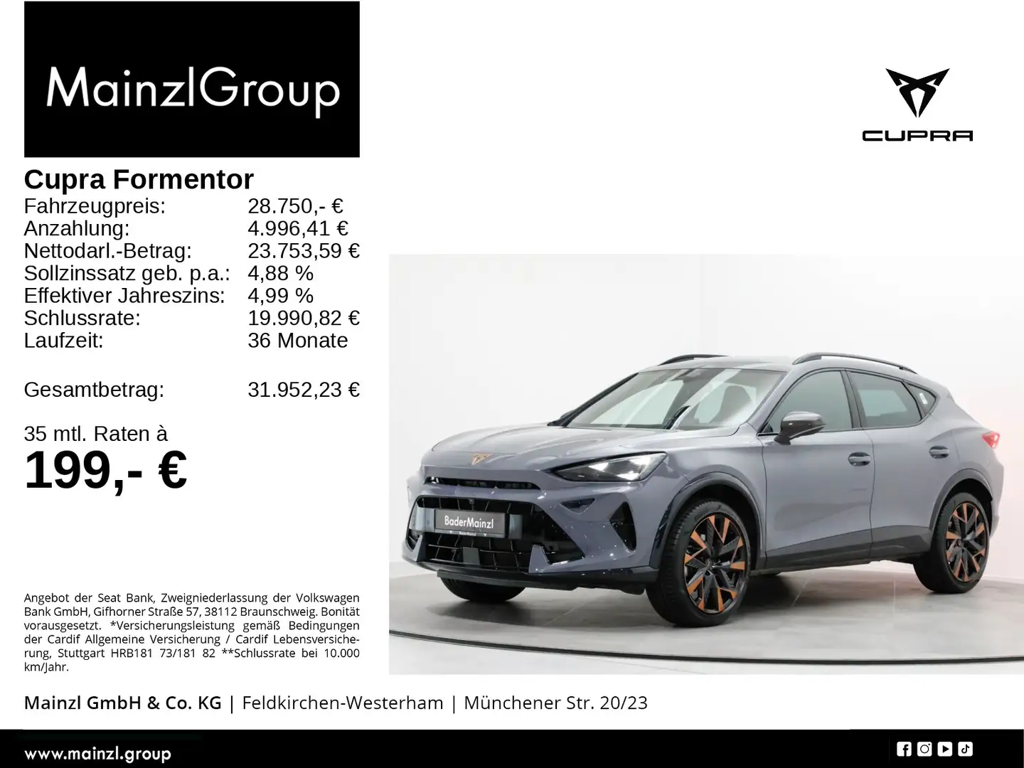 CUPRA Formentor 1.5 TSI Navi Kam. LED SHZ Keyless ACC Grau - 1