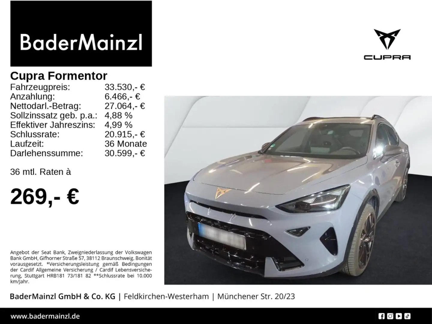 CUPRA Formentor 1.5 TSI Navi Kam. LED SHZ Keyless ACC Grau - 1
