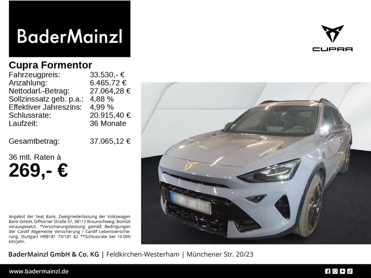 CUPRA Formentor 1.5 TSI Navi Kam. LED SHZ Keyless ACC Grau - 1