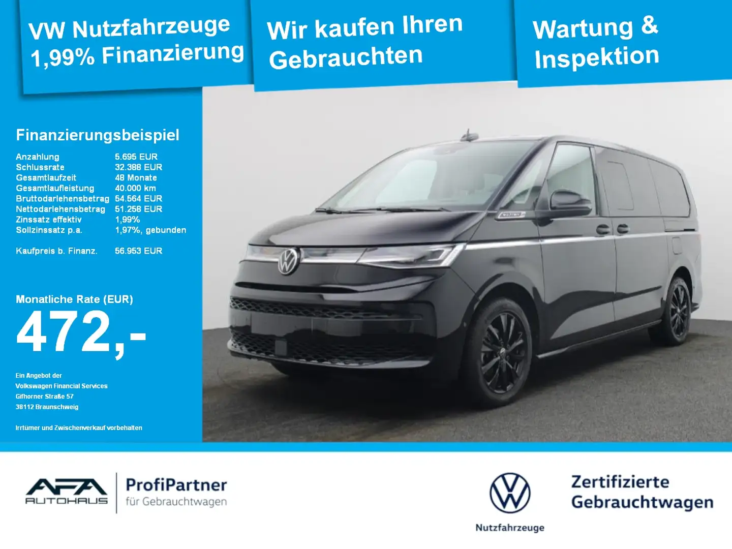 Volkswagen T7 Multivan 2,0 TDI Style lang DSG AHK*LED*Navi Nero - 1