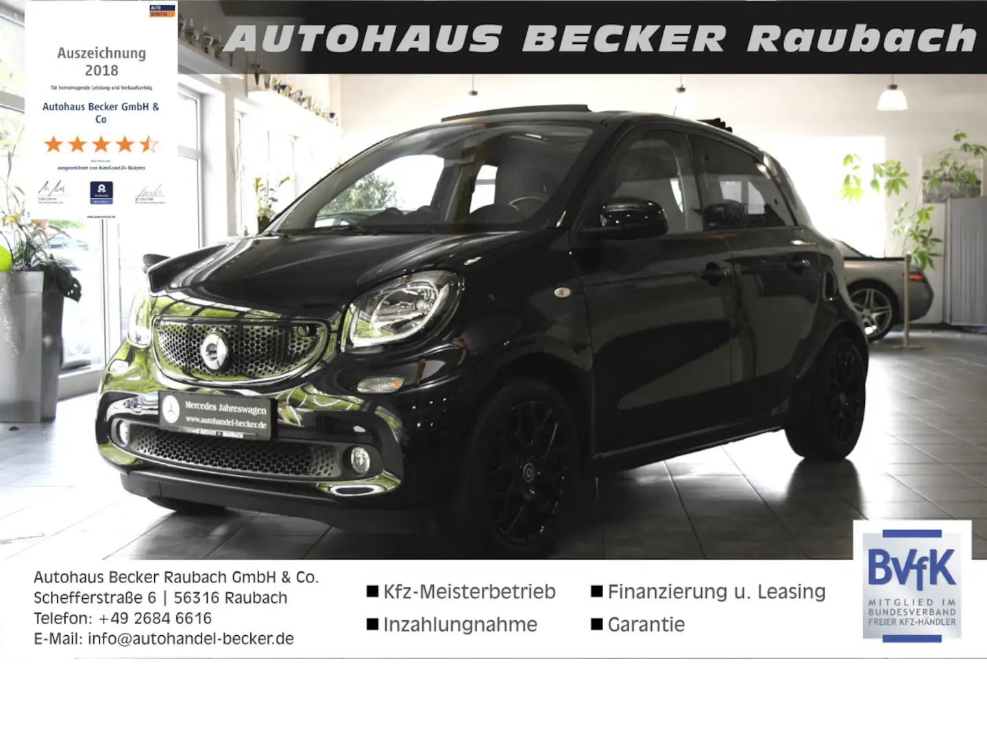 smart forFour Prime 66KW*Twinamic*Faltdach*Navi*Kamera Noir - 1