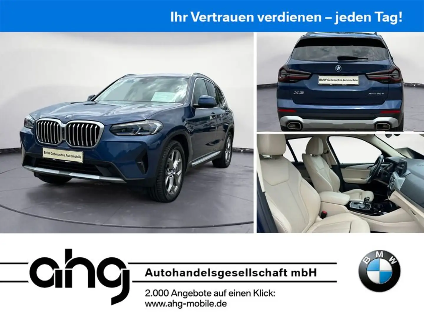 BMW X3 xDrive30e AT Navi Head Up 360°Kamera AHK Spor Blau - 1