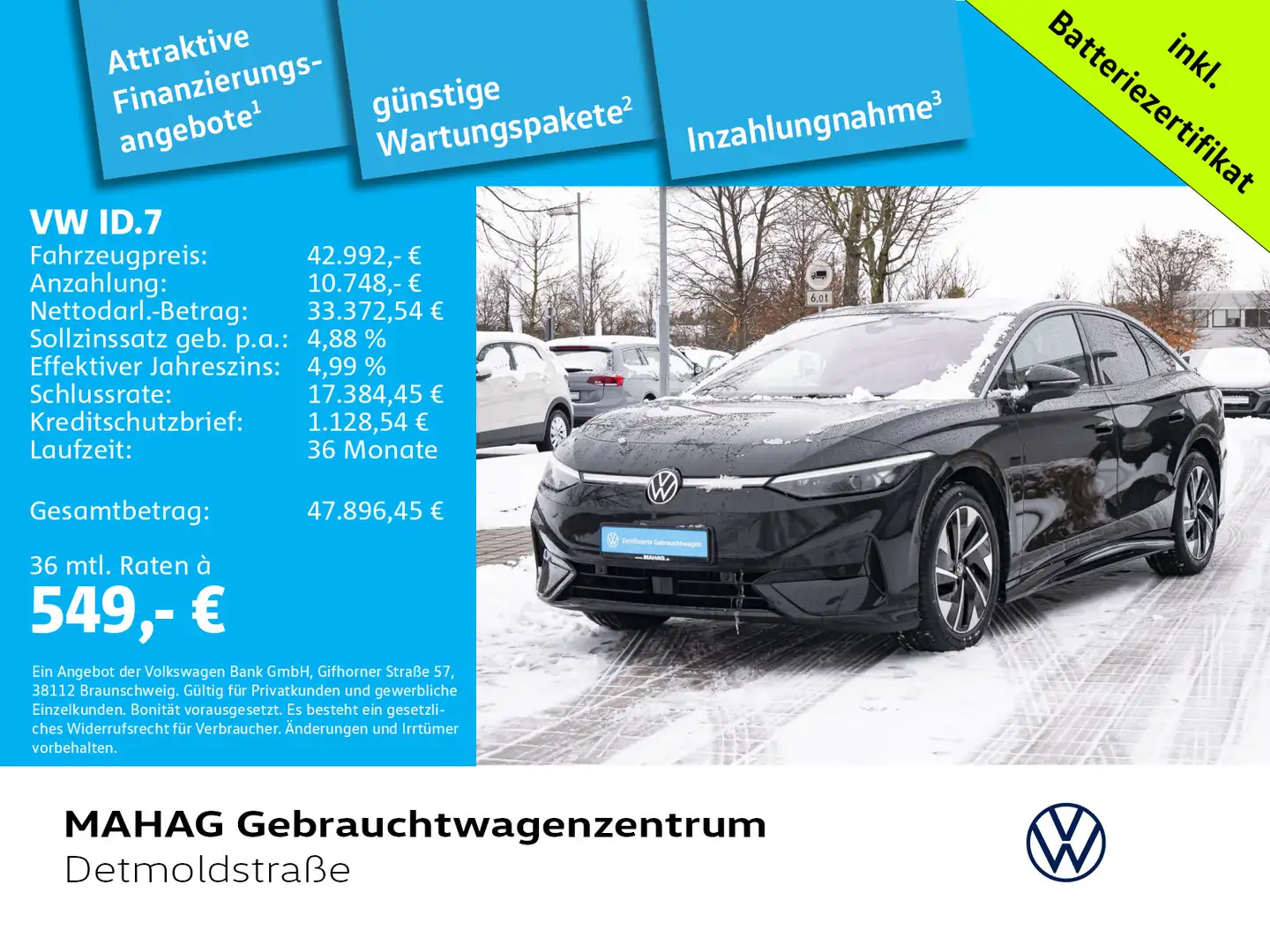 Volkswagen ID.7 Pro 210 kW WärmePu CCS AHK IQ.Light Navi "S Noir - 1