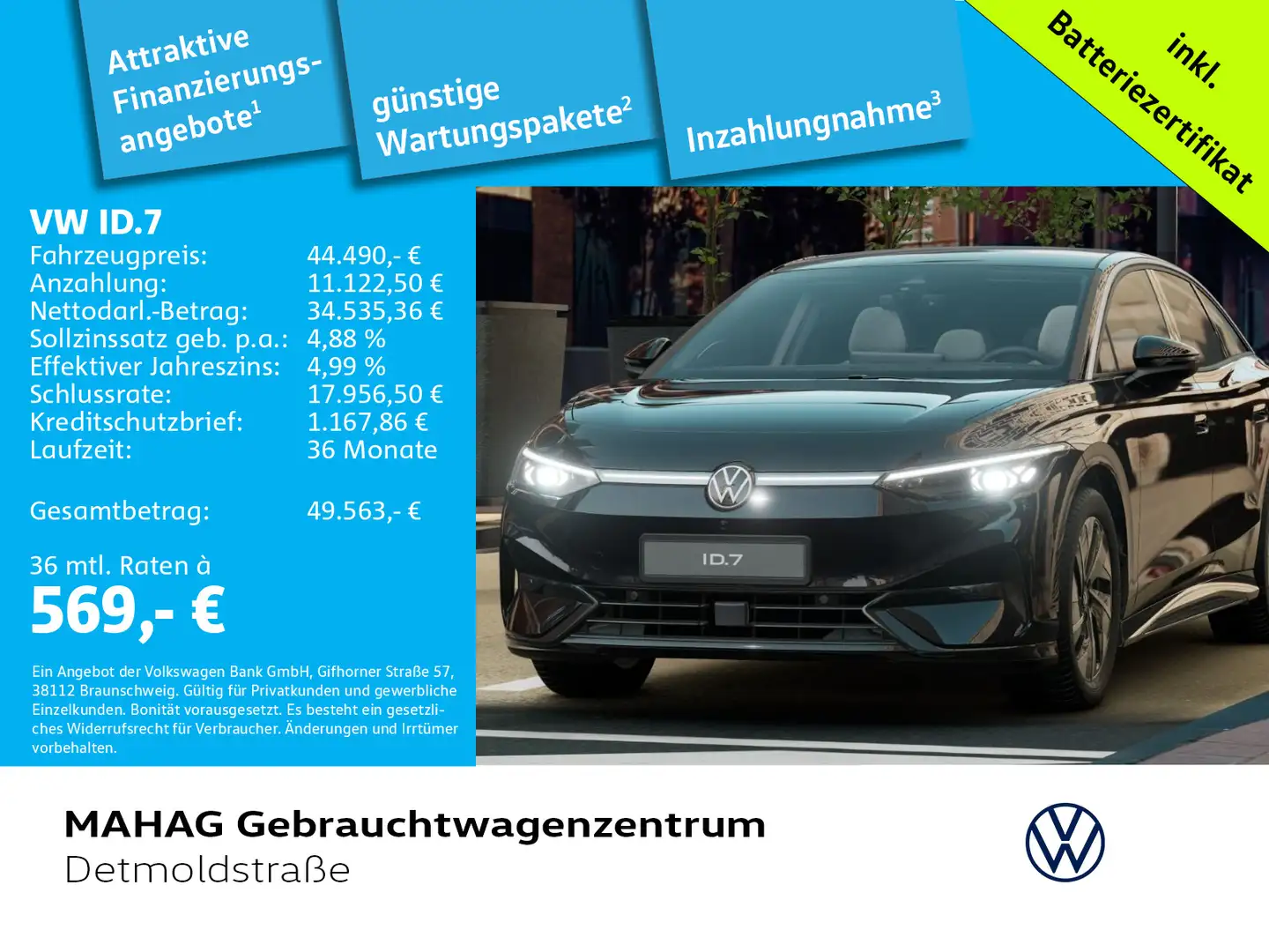 Volkswagen ID.7 Pro 210 kW WärmePu CCS AHK IQ.Light Navi "S Noir - 1