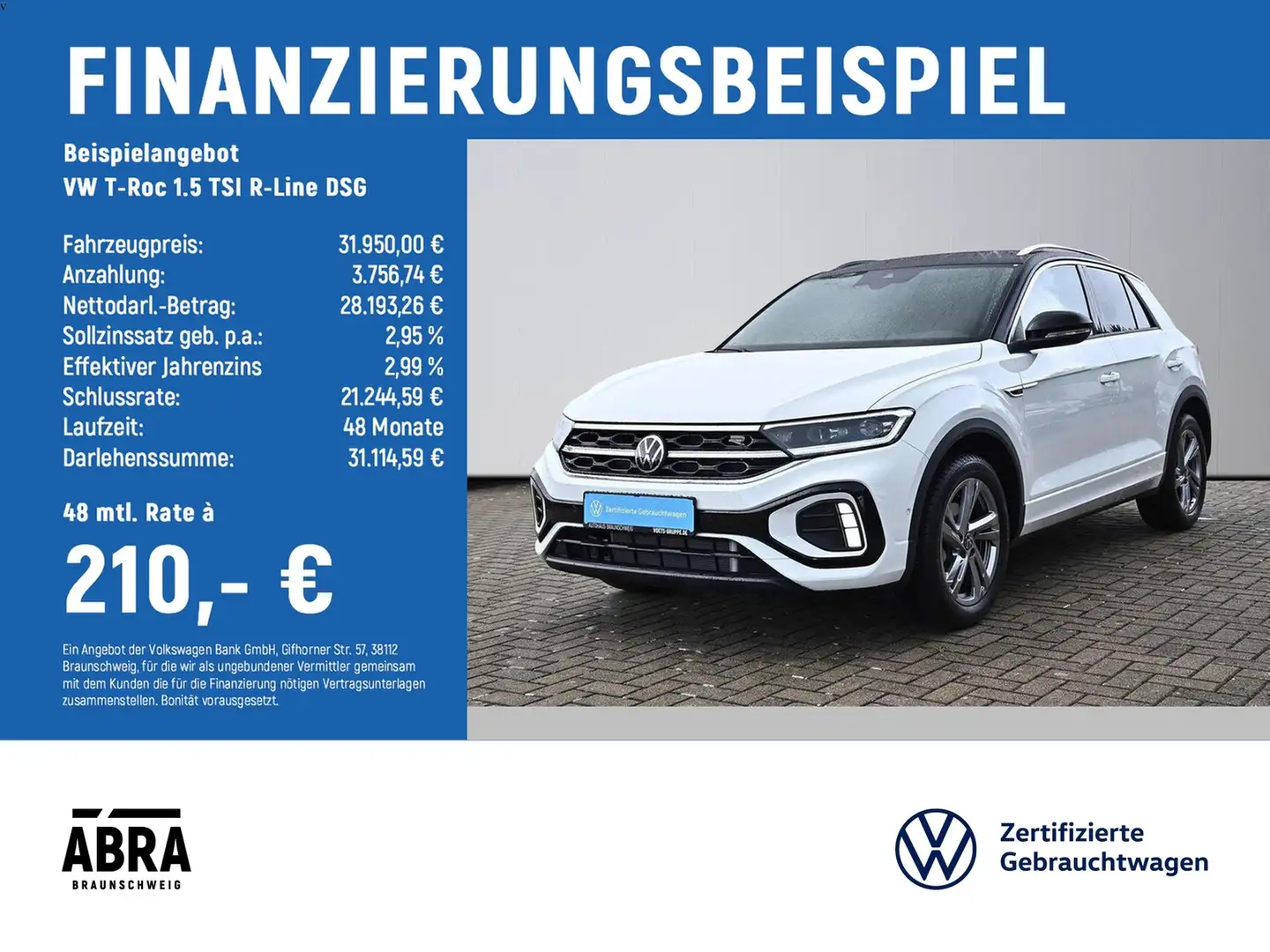 Volkswagen T-Roc 1.5 TSI R-Line DSG LED+CAM+LANE+ACC+PDC Weiß - 2