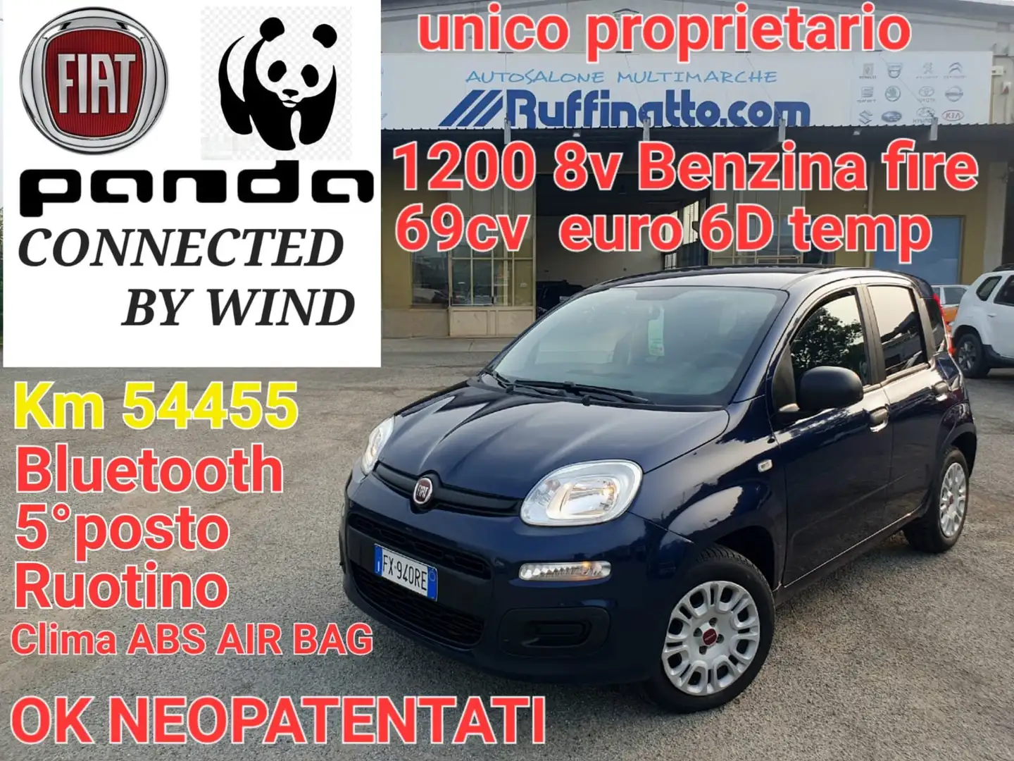 Fiat Panda Panda 1.2 Connected by Wind s Blu/Azzurro - 1