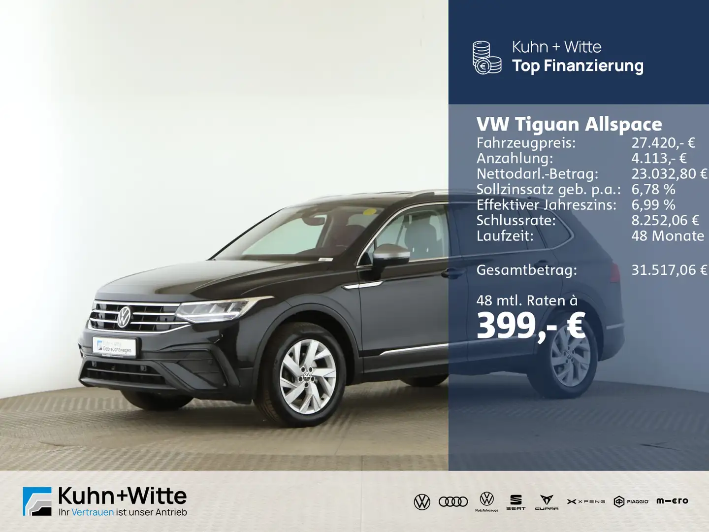 Volkswagen Tiguan Allspace 2.0 TDI Life *AHK*LED*RFK*Navi* Schwarz - 1