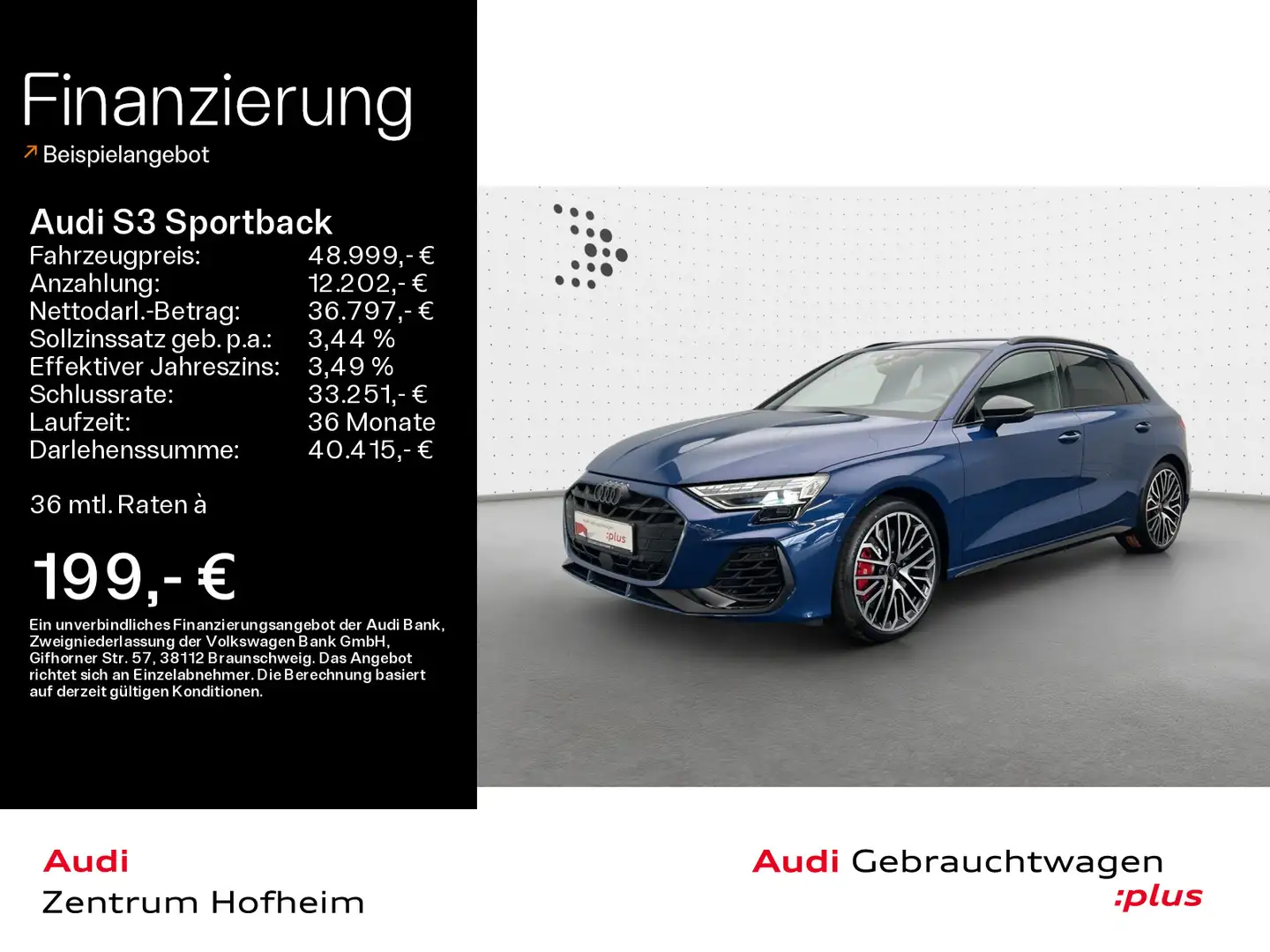 Audi S3 TFSI S tro*EUPE 73.305*Sonos*HUD*S- Blau - 1
