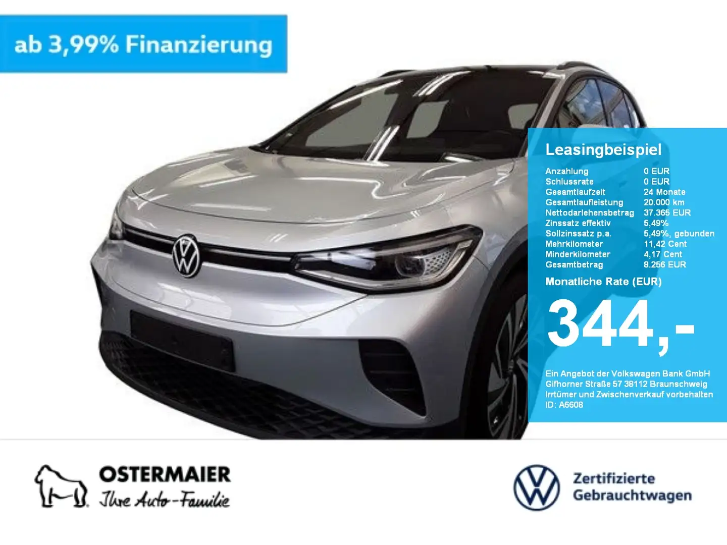 Volkswagen ID.4 PRO PERFORMANCE 204PS NP.70T ACC.5J-G.WÄRMEPUMPE.A Silber - 1