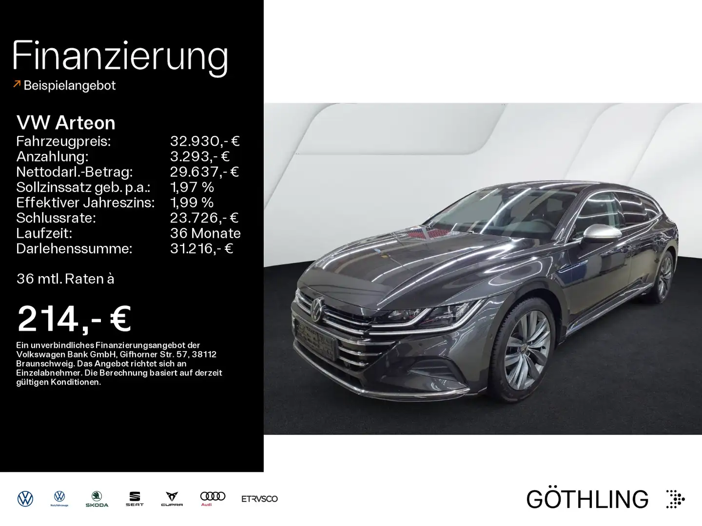 Volkswagen Arteon Elegance TSI 140kW*NAVI*AHK*KAM.*IQ-LIGHT Grau - 1