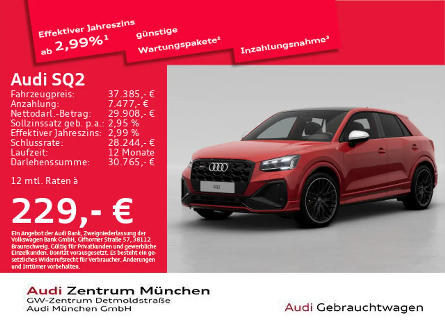 Audi SQ2 TFSI S tronic Pano/AHK/SONOS/Matrix Červená - 1