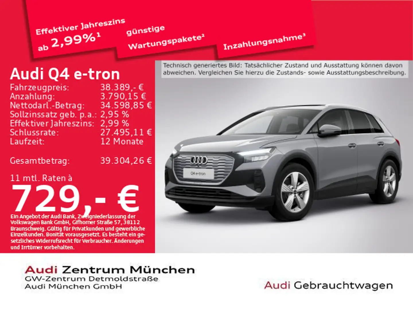 Audi Q4 e-tron 40 Pano/ACC/Virtual/Navi+ Grau - 1