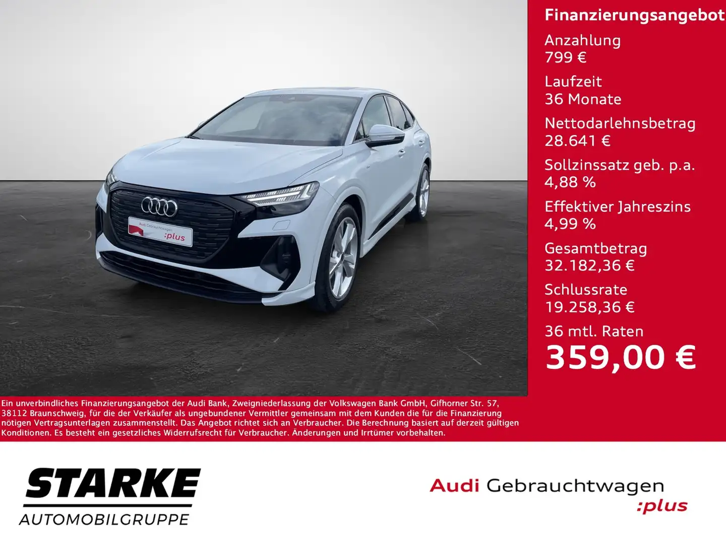 Audi Q4 e-tron Sportback 35 S line Blanc - 1