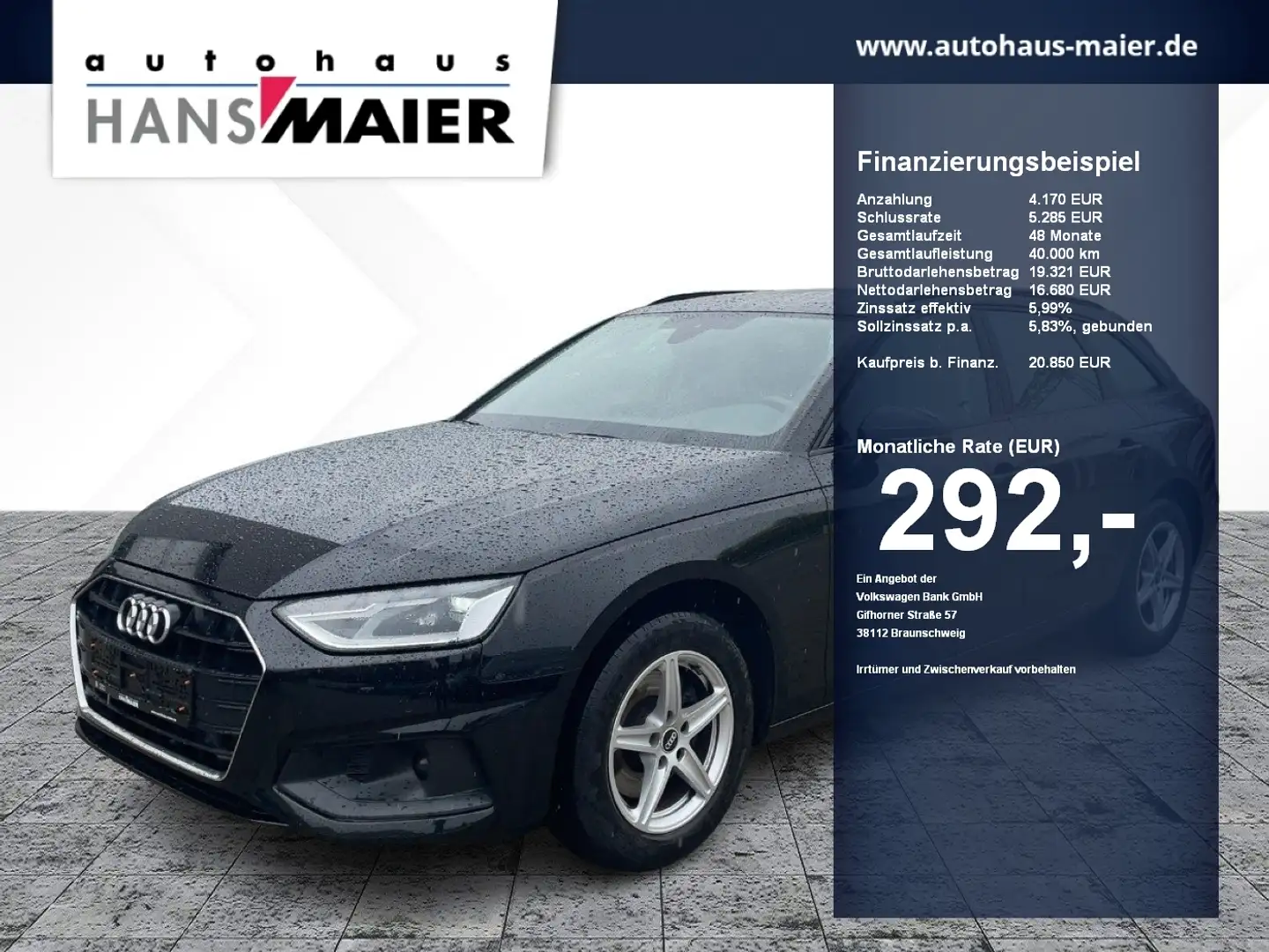 Audi A4 Avant 35 TFSI basis Navi PDC Kam. 8fach Noir - 1