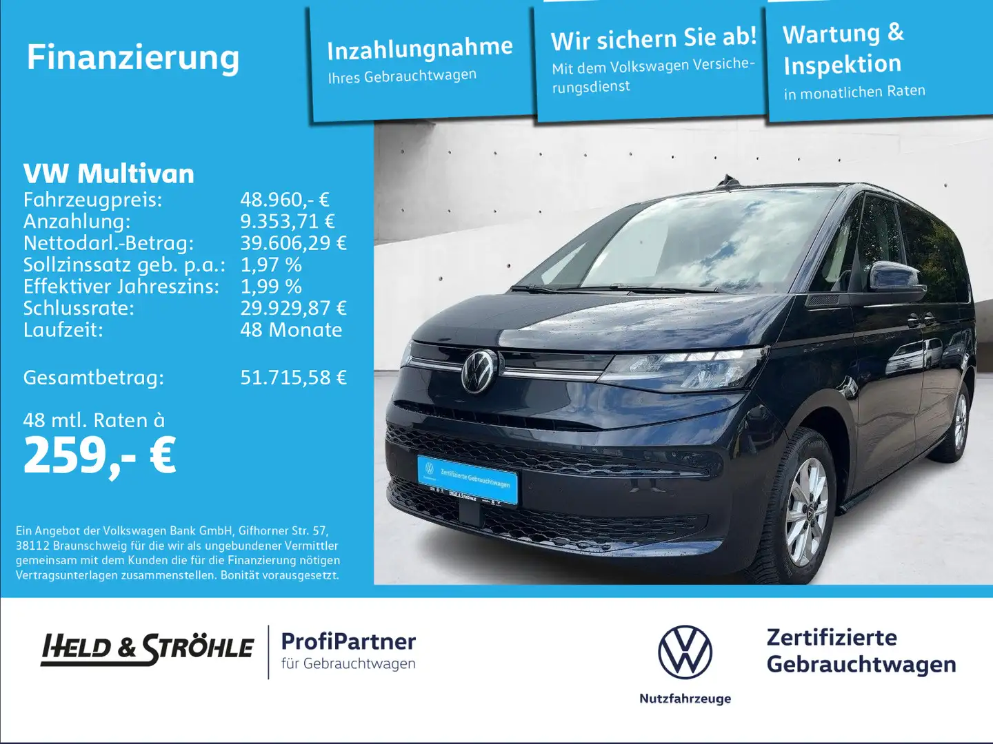 Volkswagen T7 Multivan VW T7 Multivan Life 2.0 TDI DSG 7S AHK HuD LEDER Blau - 1