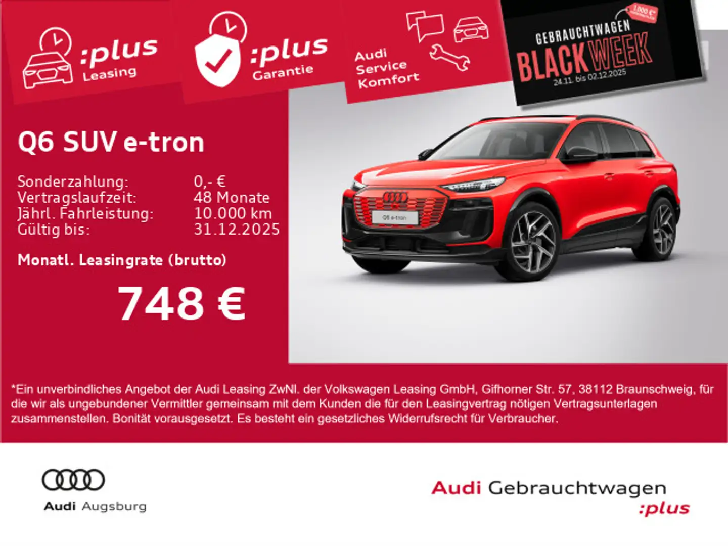Audi Q6 e-tron S line *AHK*PANO*HdUp*LUFT*UPE 104t€* Rot - 1