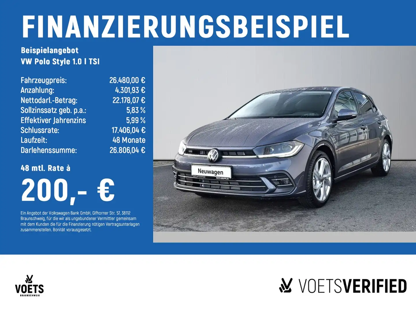 Volkswagen Polo Style 1.0 l TSI NAVI+ACC+MATRIX-LED Grau - 2