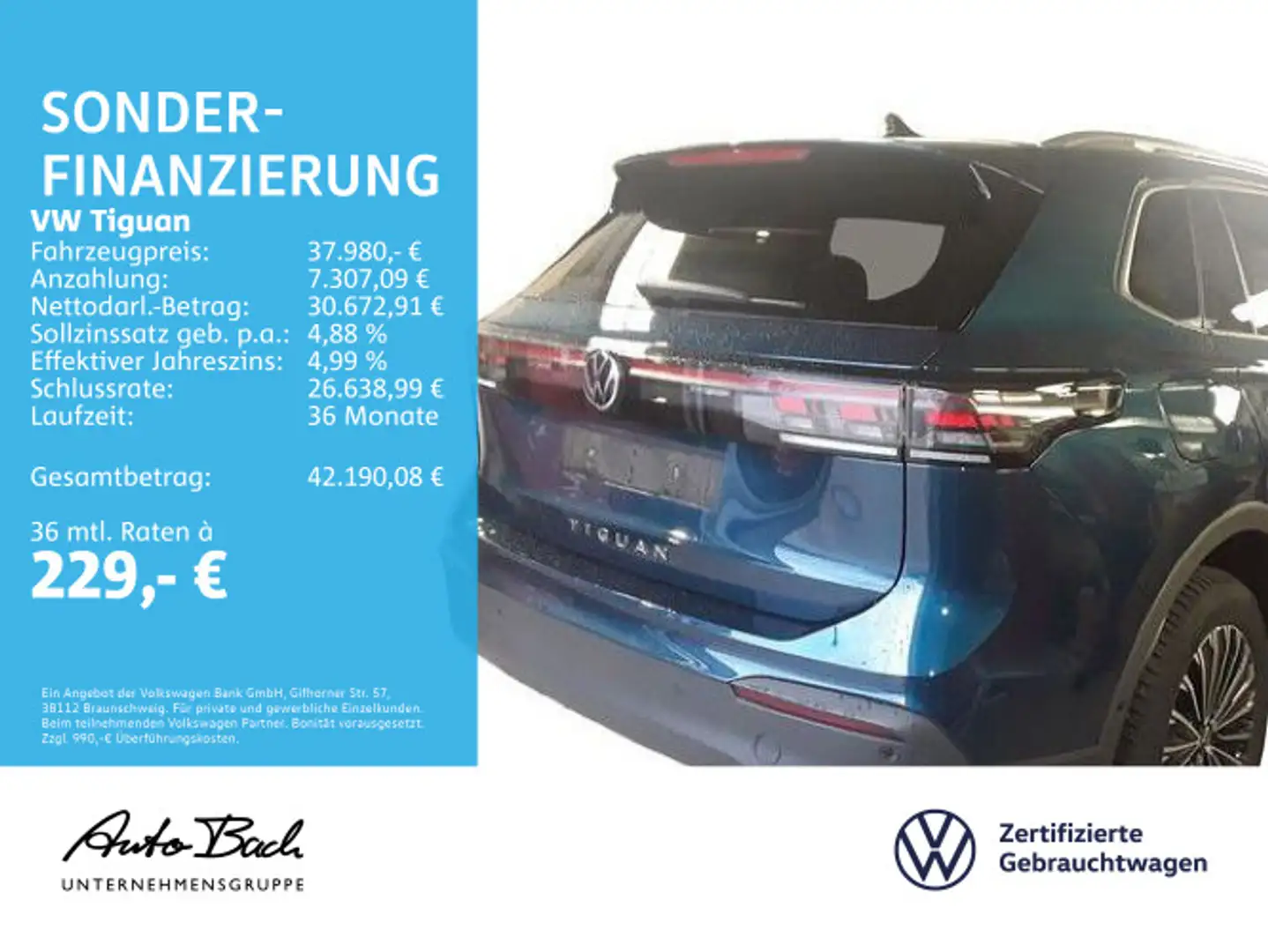 Volkswagen Tiguan 2.0 TDI Life DSG Navi LED ACC EPH DAB AHK Blau - 2