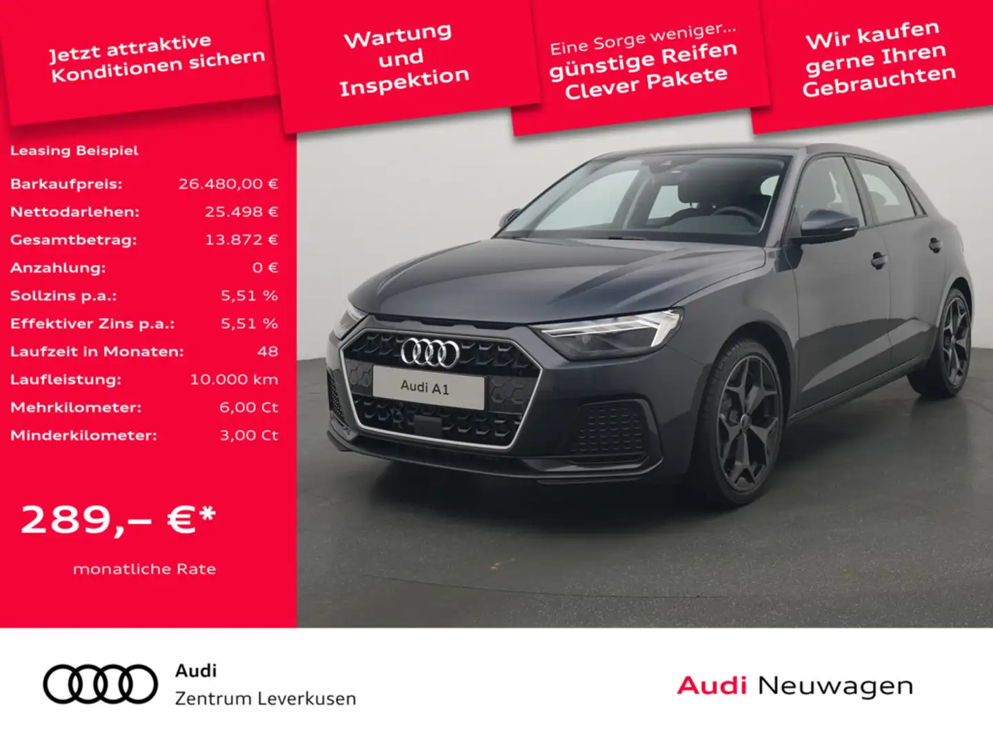 Audi A1 Sportback TFSI advanced LED APP-CONNECT VI Grau - 1