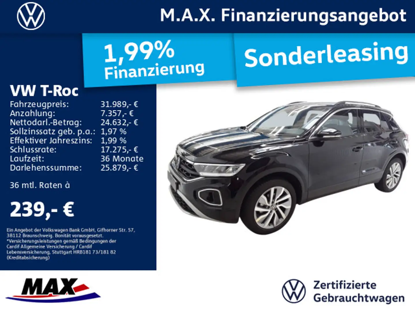 Volkswagen T-Roc 1.5 TSI DSG GOAL LED+NAVI+AHK+KAMERA+ Schwarz - 1