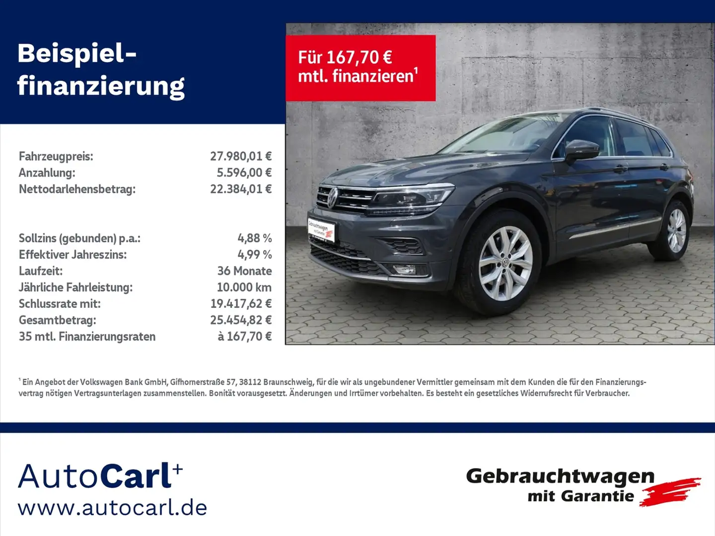 Volkswagen Tiguan Highline 2.0 TDI 4Motion DSG STH/NAV KLIMA LED NA Grau - 1