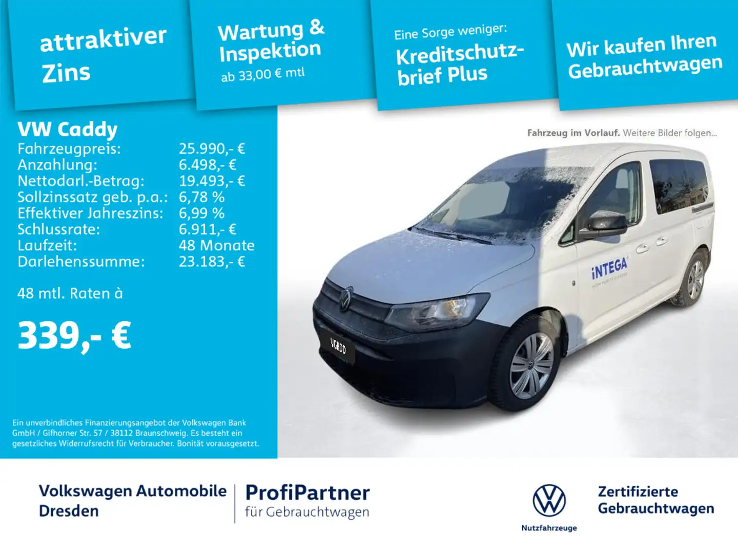 Volkswagen Caddy 2.0 TDI KLIMA NAVI AGR APP-CONNECT PDC Weiß - 1