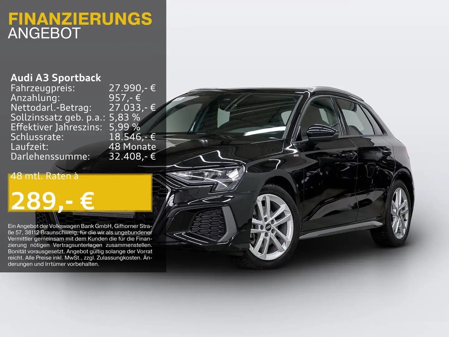 Audi A3 40 TFSI Q S LINE AHK KAMERA NAVI LM Nero - 1
