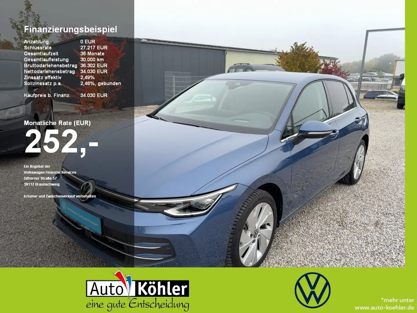 Volkswagen Golf Style TDi DSG CarPlay+Matrix+ACC+LED+Navi Blau - 1